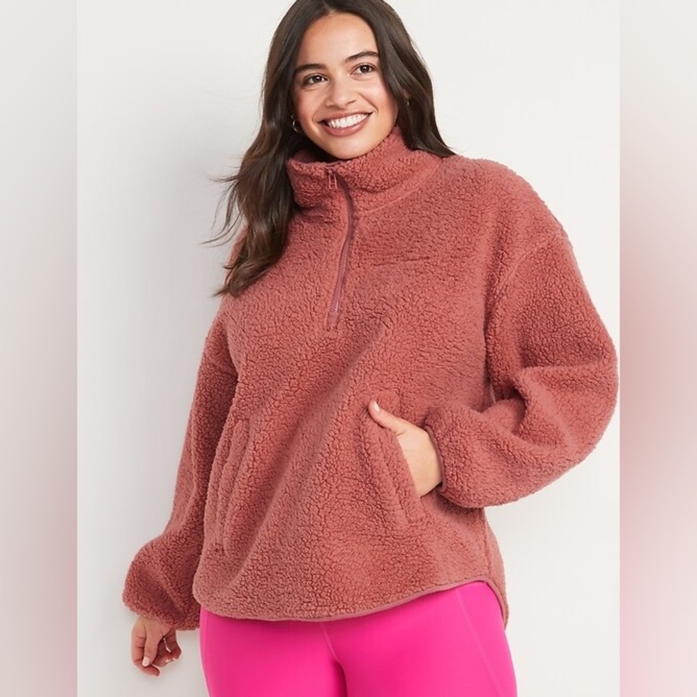 Old Navy Cozy Sherpa Quarter-Zip Pullover Sweater